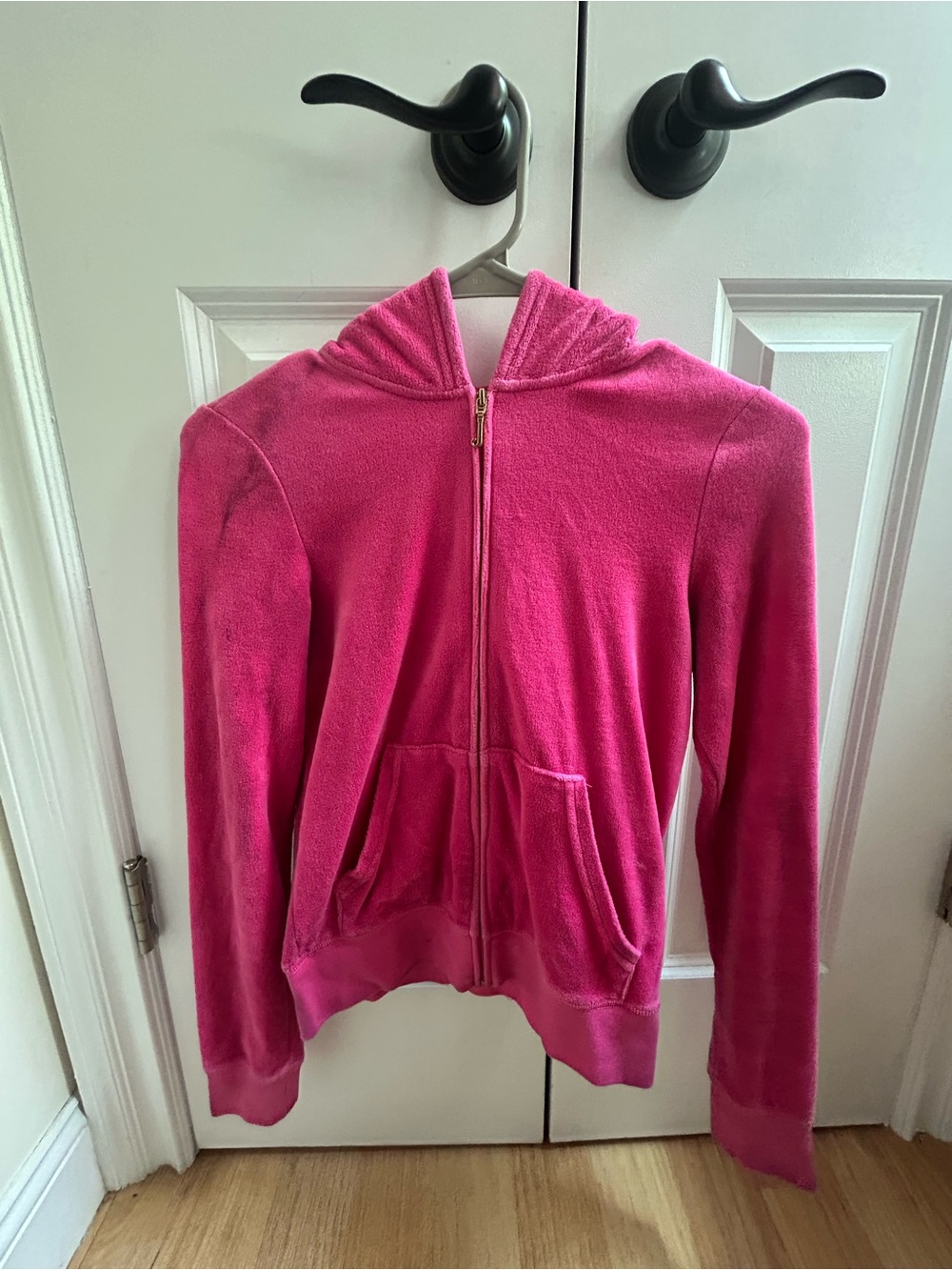 Juicy Couture Hot Pink Velour Zip Hoodie - Vintage, Made in USA
